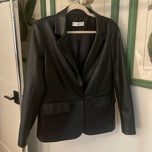 Mango Faux Leather Blazer